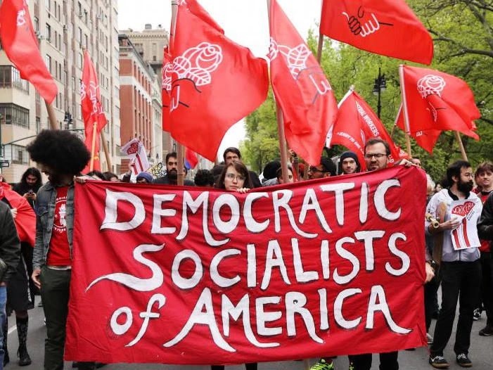 Democratic Socialists of America march banner